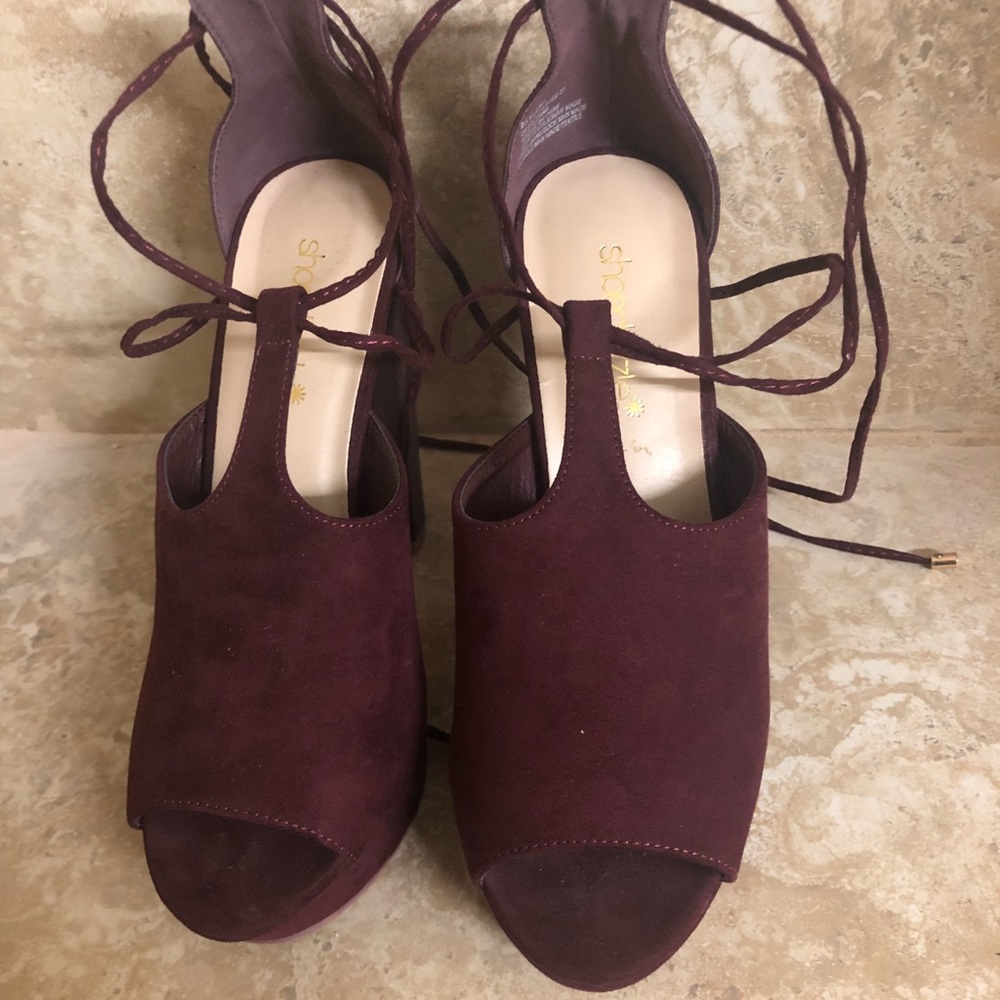 Burgundy high heels